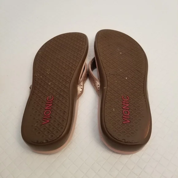 VIONIC Tieperf  Rose Gold Thongs Flip Flop Sandals 10.5 By Measurement - Picture 8 of 10